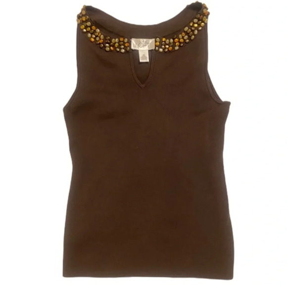 Ann Taylor Loft Rock beaded‎ sweater tank top​ - Picture 1 of 11